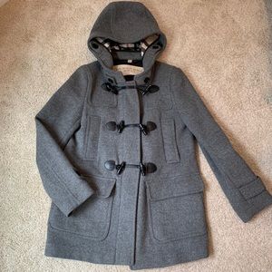 Burberry women’s gray wool toggle duffle coat